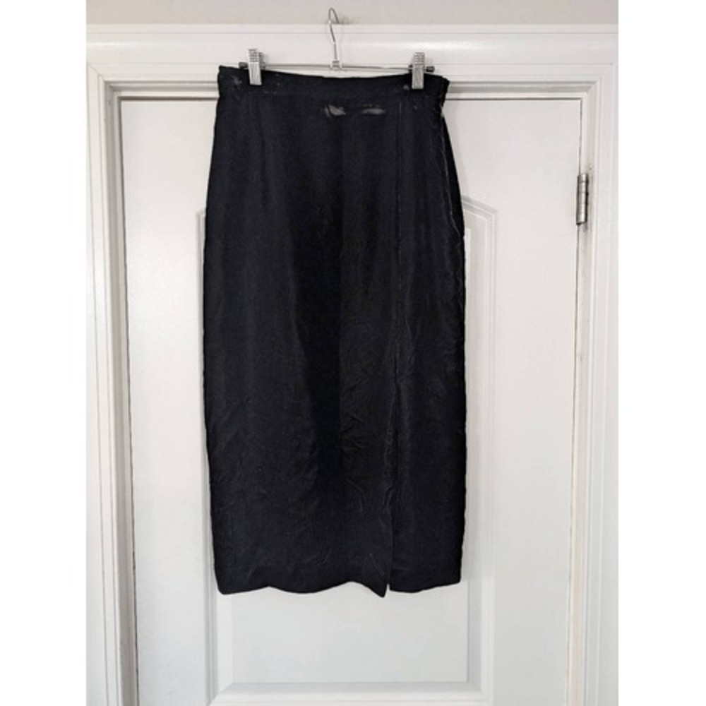 Talbots Vintage Velour Midi Skirt‎ women's 10 black wrap pencil witchy goth Punk